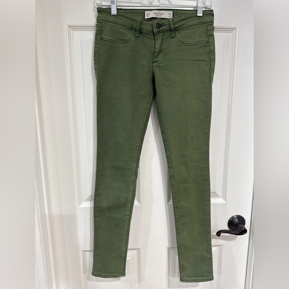 Abercrombie & Fitch Women's Size 00R Skinny Jeans Olive Green